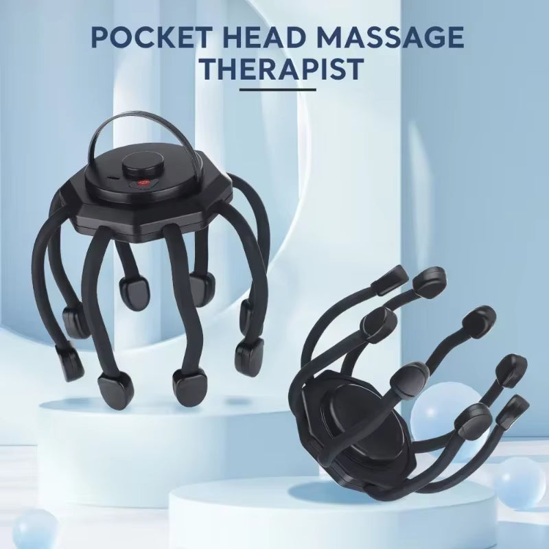 NeuroRelax™ Octopus Head Massager: 20-Contact Electric Scalp Massager with Red Light Therapy